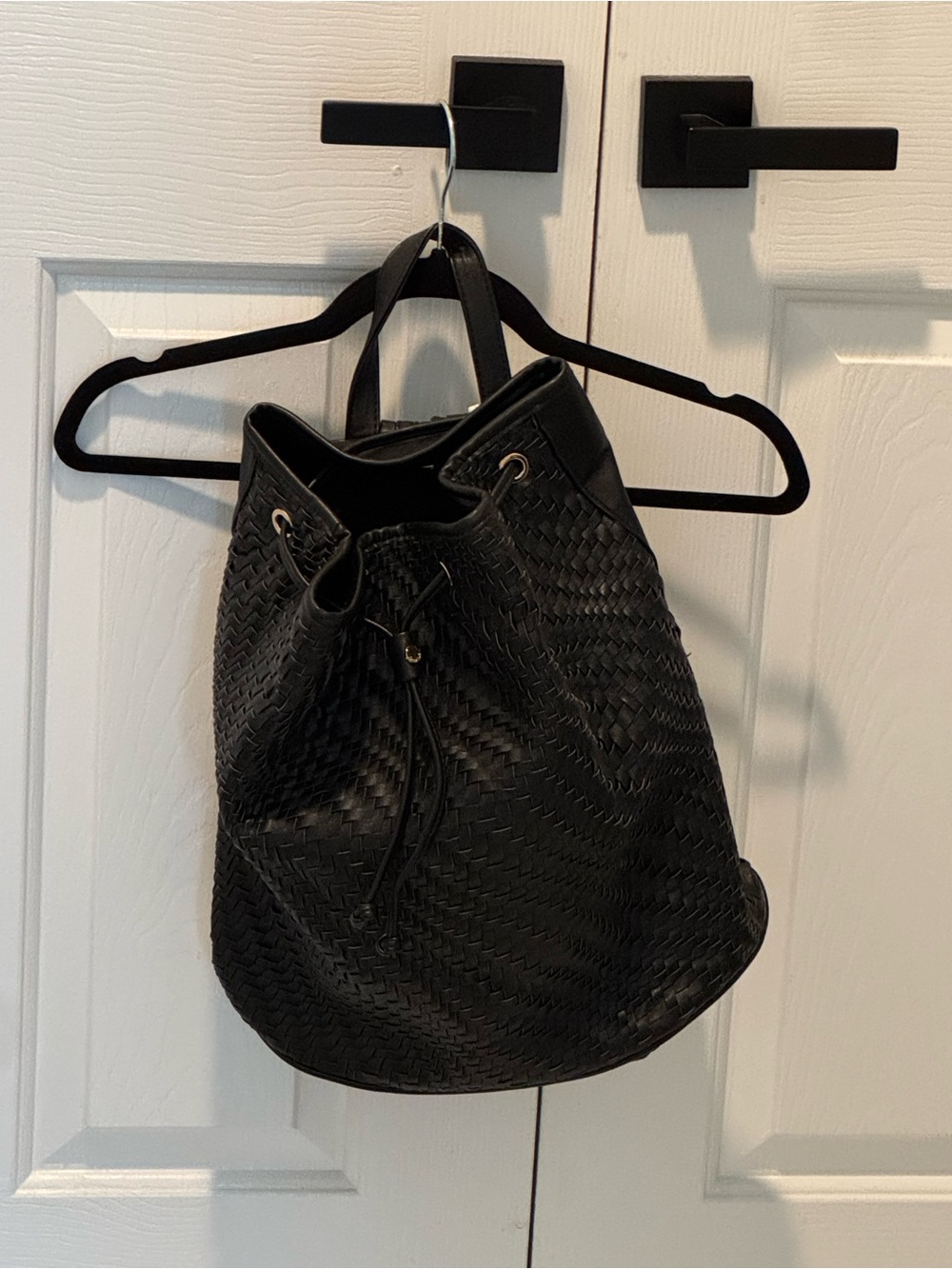 Deux lux Black Woven Drawstring Backpack